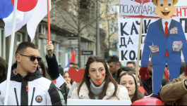 A diákok blokádja miatt ismeretlen helyről sugározta a híradót a szerb közmédia