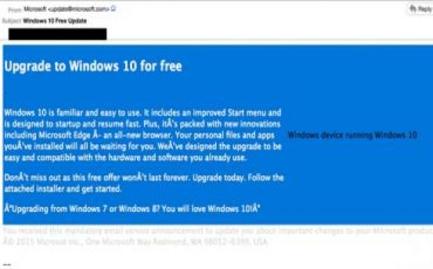 E-mailes átverés terjed a Windows 10 frissítéséről