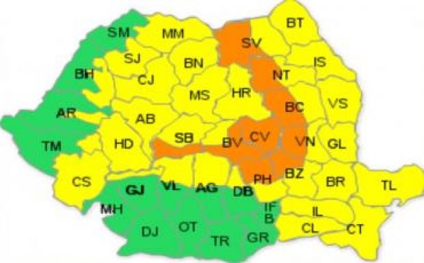 Másodfokú esőriadó van Kovászna, Brassó és Szeben megyében