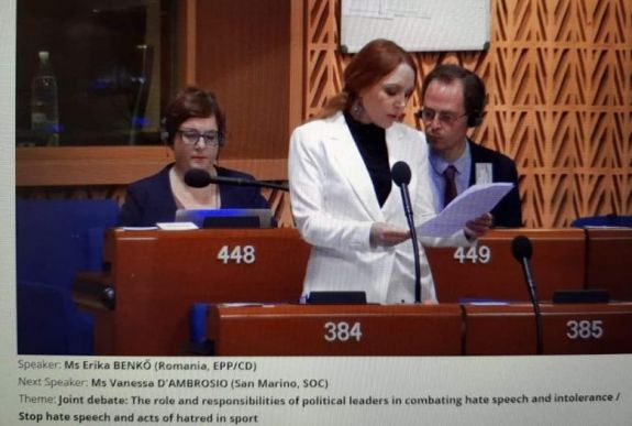 A kisebbségellenes gyűlöletbeszéd megfékezését kérte Benkő Erika Strasbourgban
