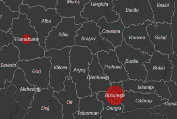 A legtöbb koronavírusos eset Bukarestben és Hunyad megyében van