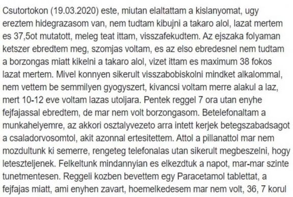 Részletesen beszámolt a tüneteiről a fertőzött sepsiszentgyörgyi nőgyógyász