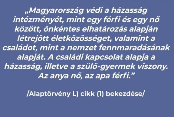 Bekerül a magyar alkotmányba, hogy az anya nő, az apa férfi