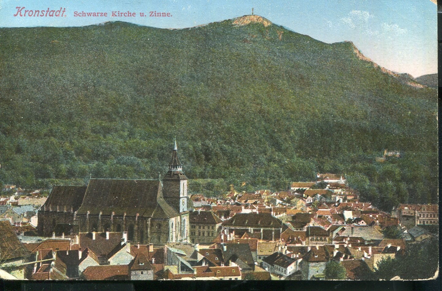 Brassói korabeli képeslap a Cenkkel és a Fekete-templommal | Forrás: regikepeslapok.hu