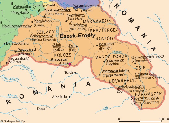 Ungarsk kart over Nord-Transilvania