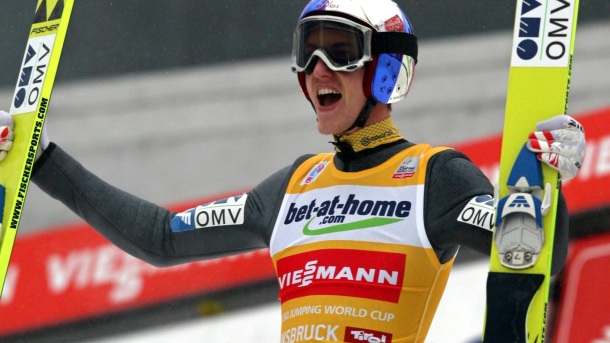 Gregor Schlierenzauer on the podium in Innsbruck